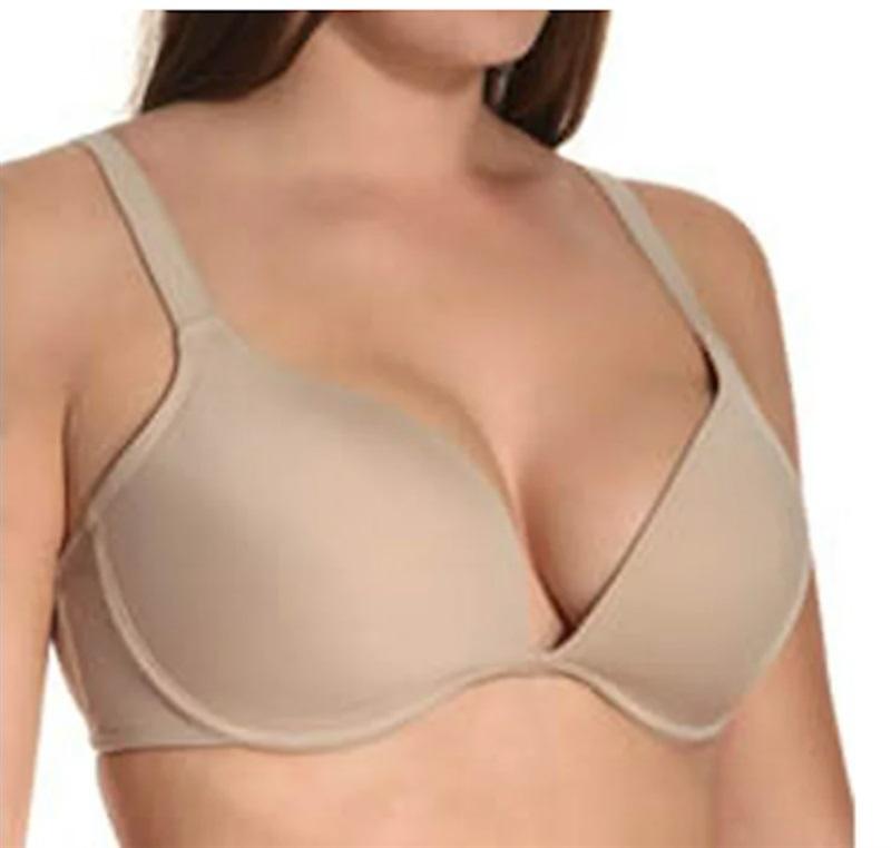 NWOT Carnival 34C Full Figure Molded Deep Plunge Bra Beige 117727