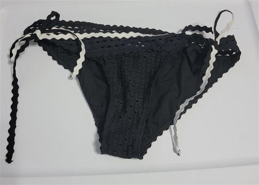 NWOT Robin Piccone M Chira Side Tie Black White Ric-Rac Bikini Bottom 117742