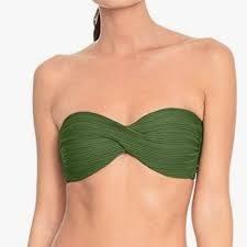 NWT Robin Piccone M Lily Bandeau Bikini Swim Top Green 117798