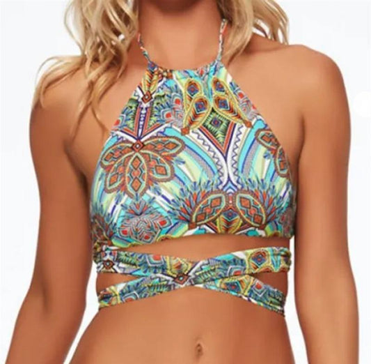 NWT L*Space S Zulu Tribal Lizzie Wrap Bikini Swimsuit Top 117799