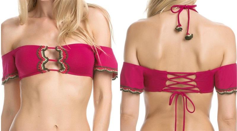 NWOT Becca S Medina Off-Shoulder Bikini Swim Top Red 117851