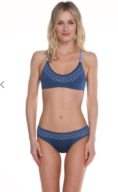 NWOT Becca L Handwoven Cross Back Blue Tassels Bikini Top 117856
