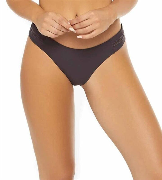 NWT Pilyq PQ Stitched Side Tab Cocoa Brown M Full Bikini Bottoms 117915