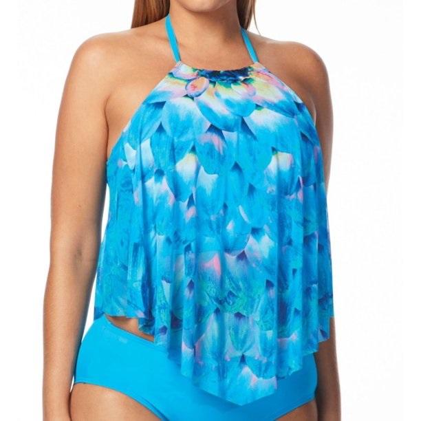 NWT Coco Reef Silent Bloom 38D Blue Layered Underwired Tankini Swim Top 117937