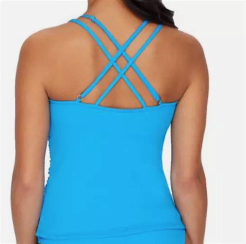 NWT La Blanca SZ 8 Island Goddess Blue Tankini Swim Top 117950