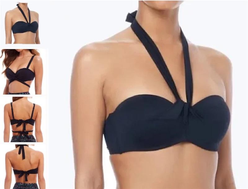 NWT Coco Reef Five Way 36 38C Black Halter Underwired Bikini Swim Top 117955
