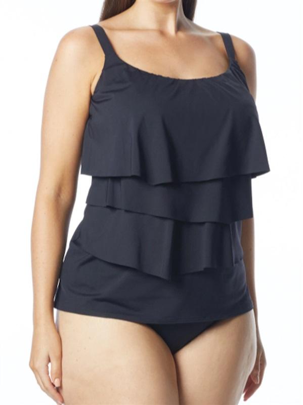 NWT Coco Reef 34D Black Aura Underwire Tiered Swimsuit Tankini Top 117966
