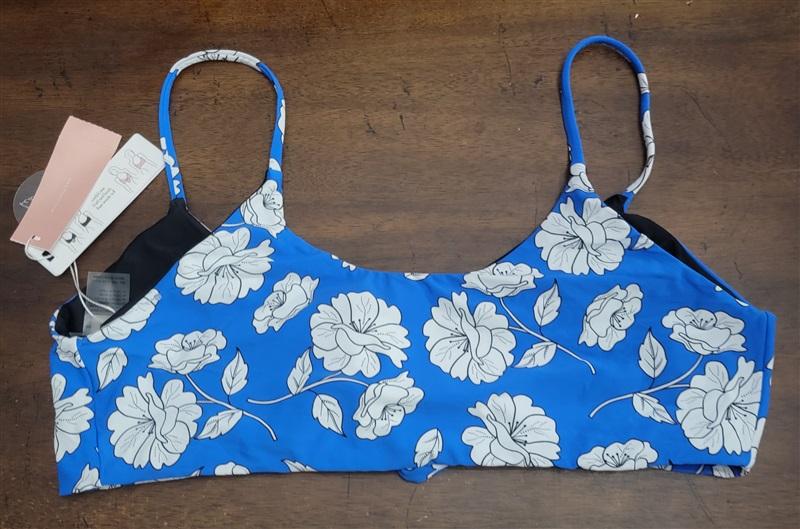 NWT PIlyq Poppy D Reversible Andrea tie Top Blue Black 117985