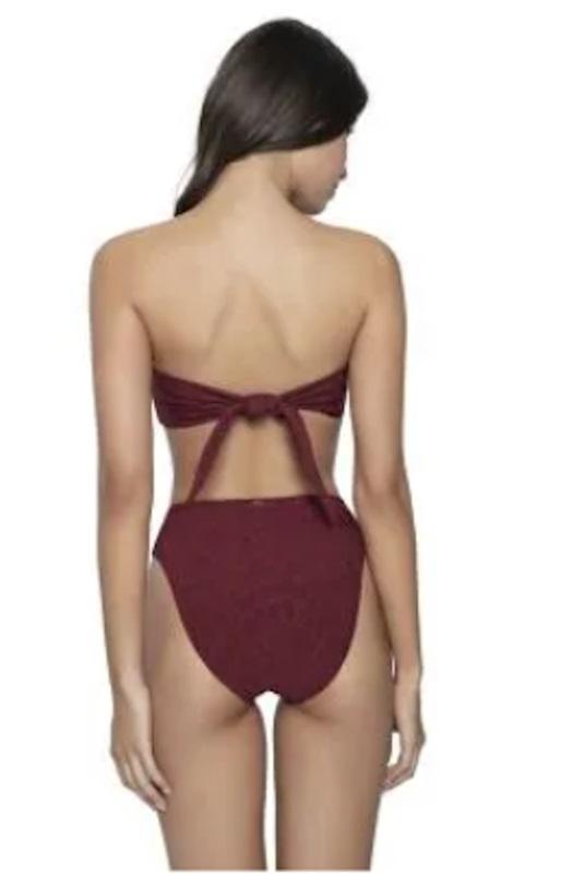 NWT Pilyq PQ Lynx M Chrissy Bandeau Bikini Swim Top Brown 117988