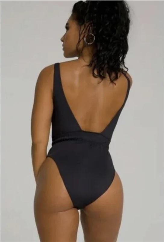 NWOT Good American sz L or 3 Waist Framer 1PC Swimsuit Drawstring Black 118010