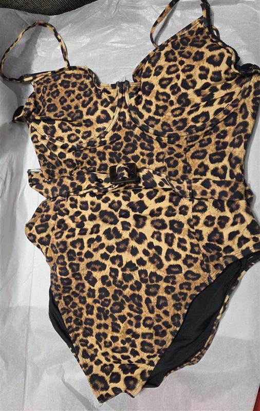 NWOT Good American SHOWOFF Animal Print sz XXL or 5 1PC Swimsuit 118023
