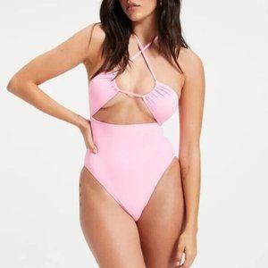 NWOT Good American Halter Pink sz XXL or 5 1PC Swimsuit 118028