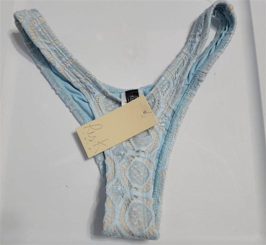 NWT Ris-k XS Blue Lace Thong Bikini Swim Bottom 118030
