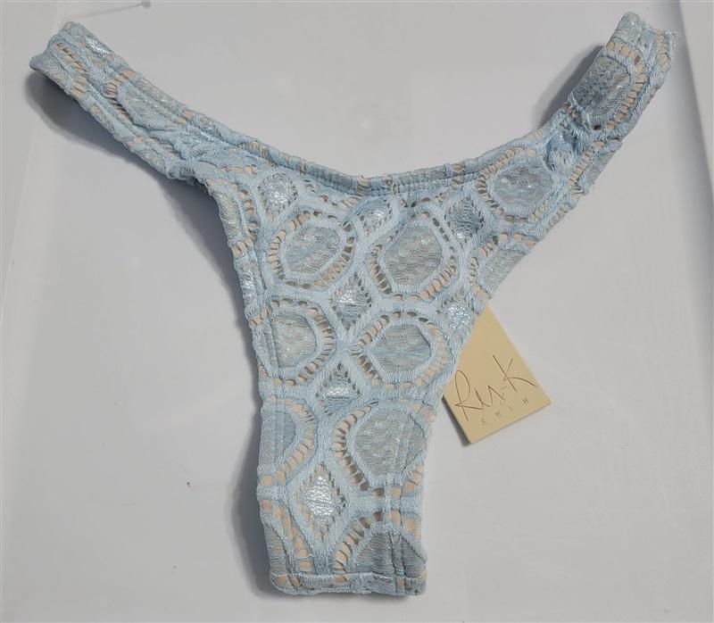 NWT Ris-k XS Blue Lace Thong Bikini Swim Bottom 118030