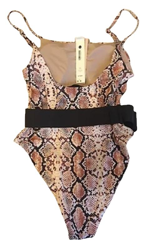NWT Aqua Swim L Belted Snake Print One Piece Swimsuit 118034