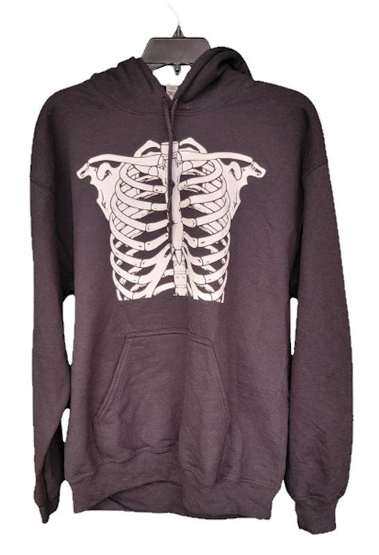 NWOT Skeleton Rib Cage Hoodie Sweatshirt Black White 118073