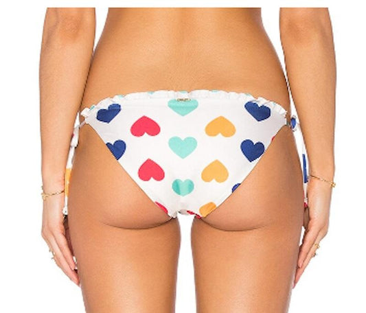 WILDFOX XS Ruffle String Vintage Hearts Bikini Bottoms Swim 118094
