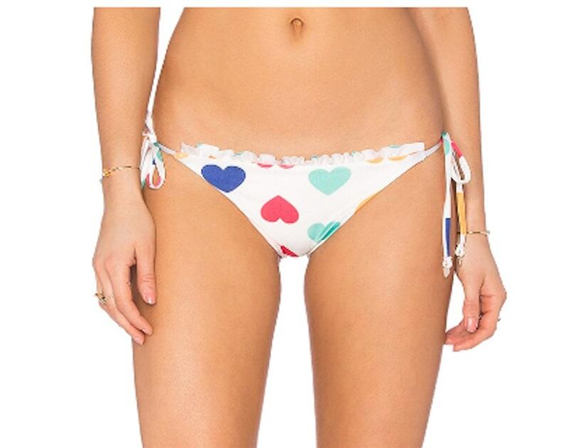 WILDFOX XS Ruffle String Vintage Hearts Bikini Bottoms Swim 118094