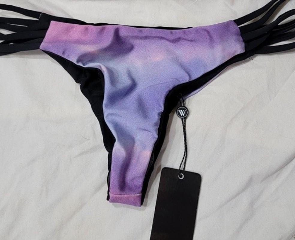 NWT Wildfox Cosmic M Cheeky Reversible Strappy Scoop Bikini Swim Bottom 118095