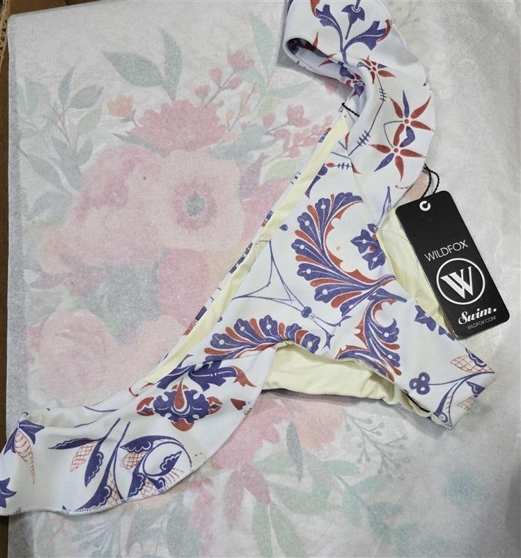 NWT WILDFOX L Cheeky Ruffle American Paisley Bikini Bottoms Swim 118126