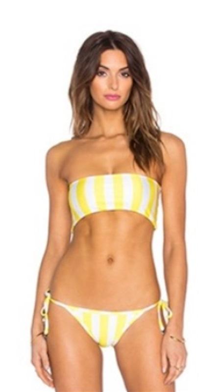 NWT Wildfox L Reversible Emoji & Stripe Yellow Strappy Bandeau 118127