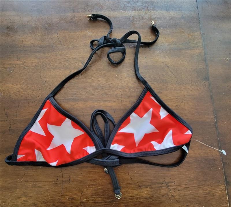 NWOT Wildfox Reversible M Triangle Bra String Bikini Top Red Blue Star 118129
