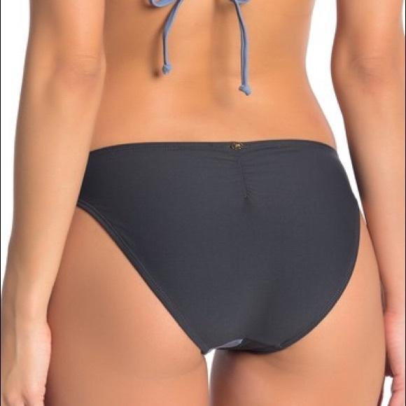 NWOT PIlyq Sky Blue L Color Block Cheeky Scoop Bikini Swim Bottom #118134
