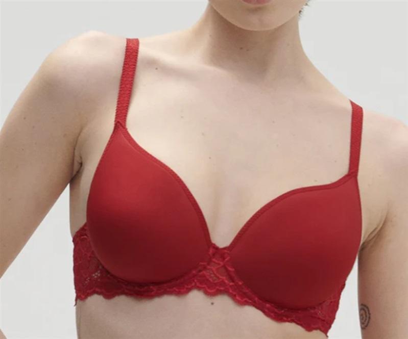 NWT Simone Perele 36F Caresse 3D Plunge Bra 12A316 Red 118146
