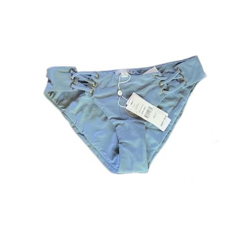 NWT Pilyq Sky Blue L Solid Lace Up Strappy Bikini Swim Full Bottom 118161