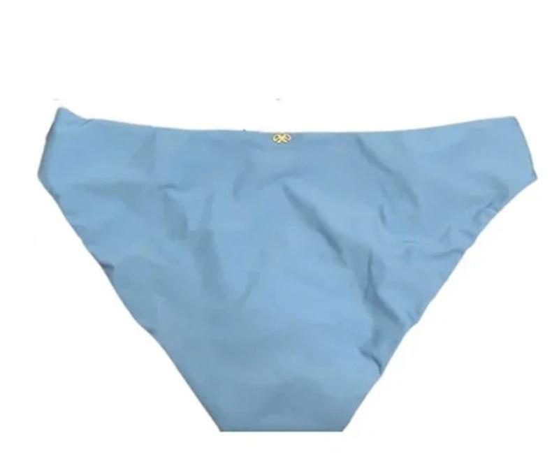 NWT Pilyq Sky Blue L Solid Lace Up Strappy Bikini Swim Full Bottom 118161