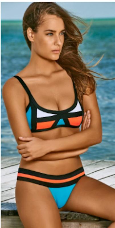 NWT Pilyq Lagoon S Color Block Scoop Bikini Swim Top & Bottom #118167