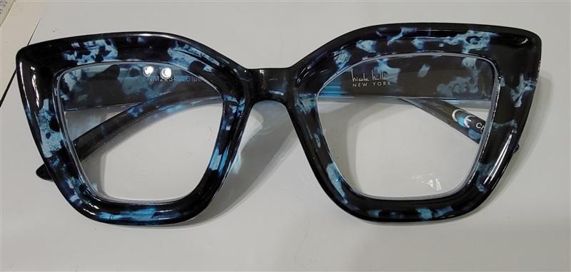 NWT Nicole Miller 1.5 Blue Tortoiseshell Cat Eye Reading Glasses Readers 118188