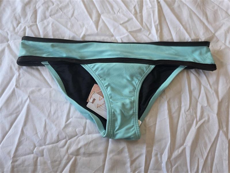 NWT Pilyq PQ Dreamy Blue Colorblock S Banded Teeny Bikini Swim Bottoms 118263