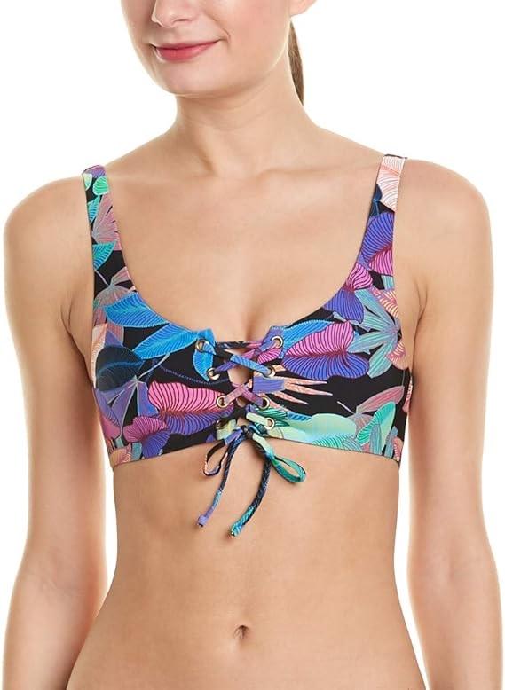 NWT Pilyq Light Vida M Lace Up Halter Bikini Swim Top 118265