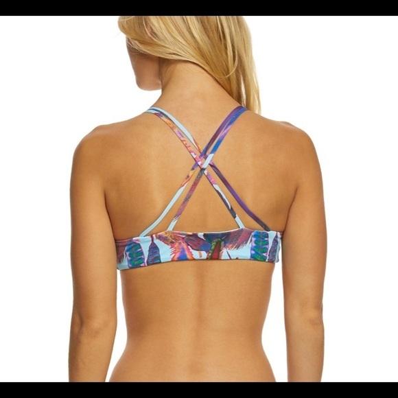 NWT Pilyq Light Vida M Lace Up Halter Bikini Swim Top 118265