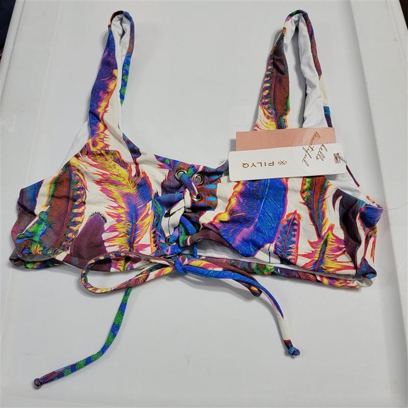 NWT Pilyq Light Vida L Lace Up Halter Bikini Swim Top 118266