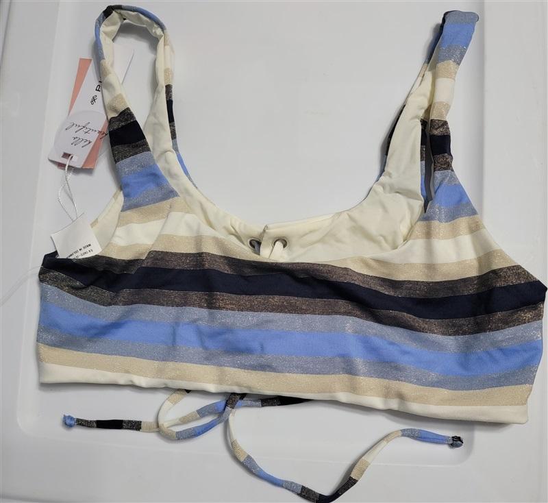 NWT Pilyq Cancun M Striped Lace Up Halter Glitter Bikini Swim Top 118272