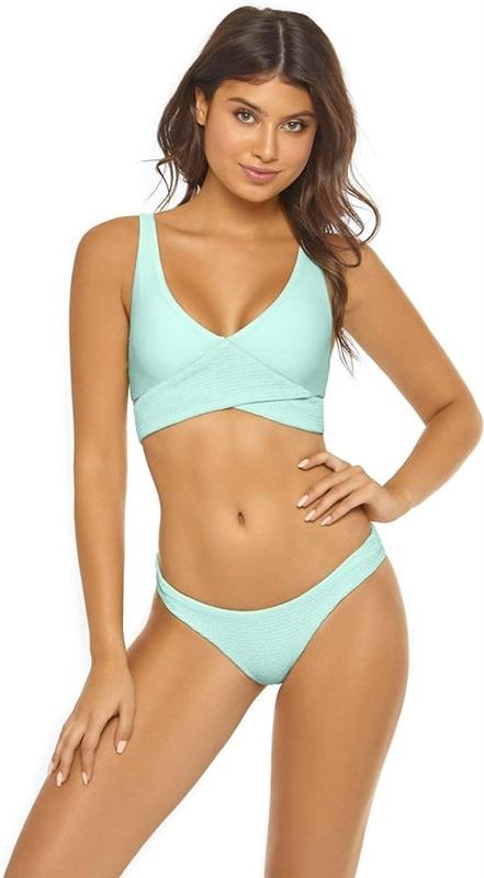 NWOT Pilyq PQ Azura L Smocked Tab Teeny Bikini Bottoms Mint Green 118321