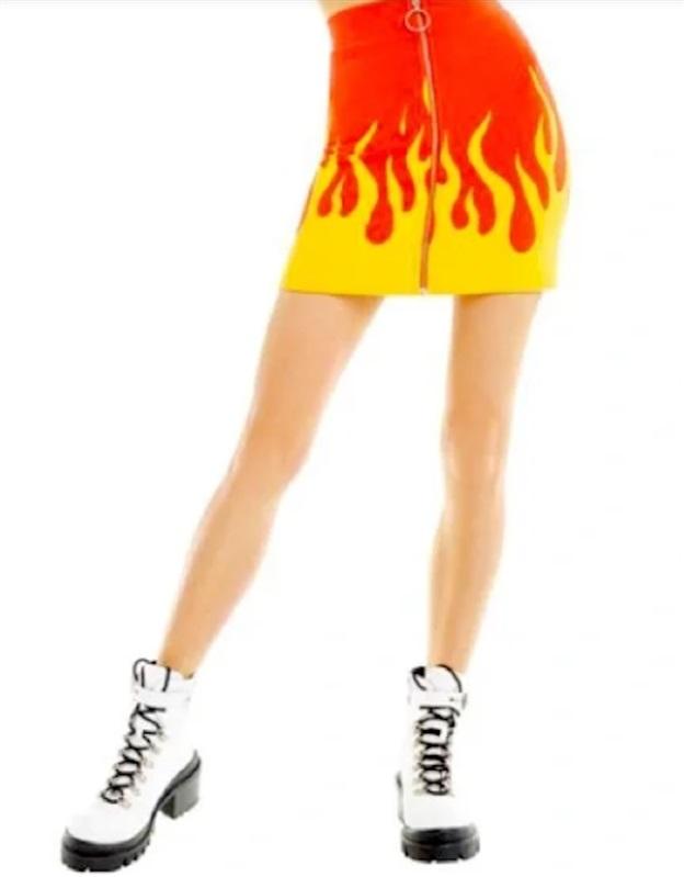 NWT Wildfox Sm Flame on Roxi Zip Up Stretch Skirt 118366
