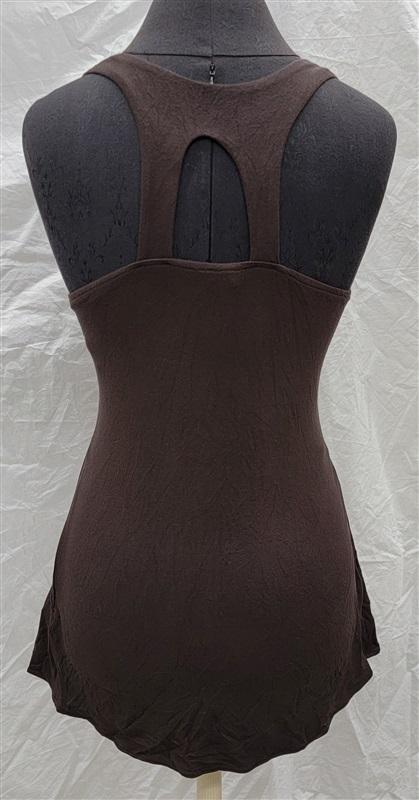 NWT Sky L DEEP V Brown Leather Mermaid Scales Knit Club Wear Top 118375