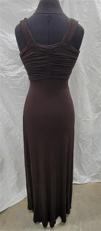 NWOT Sky S Greek Goddess Rhinestone Deep V Brown Club Maxi Dress 118381
