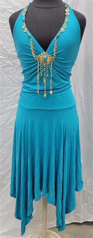 NWoTd Sky M Chunky Necklace Turquoise & Gold Club Dress 118382