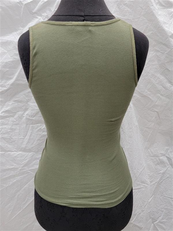 NWOT Sky XS DEEP V Olive Rhinestone Accents Tank Top 118385
