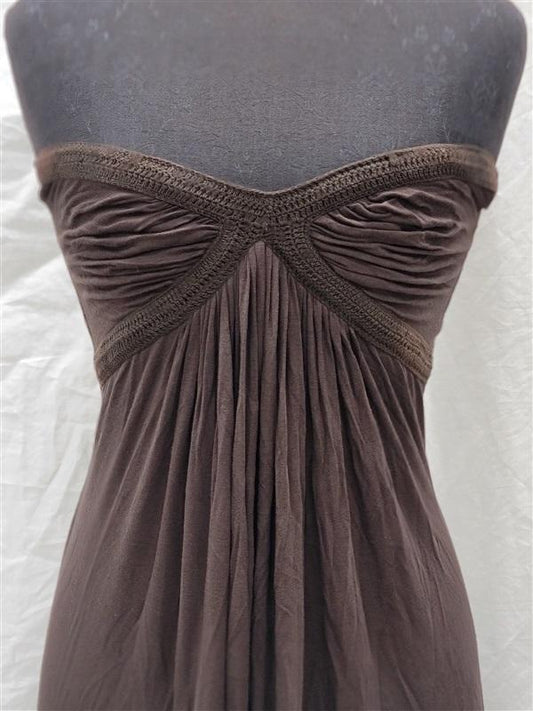 NWT Sky S Strapless Brown Crochet Club Maxi Dress 118387