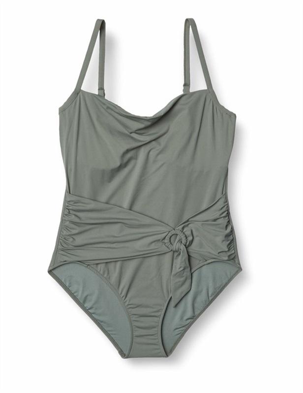 NWOT Seafolly Maillot 12 US DD Solid Sash Belt One-Piece Swimsuit Green 118396