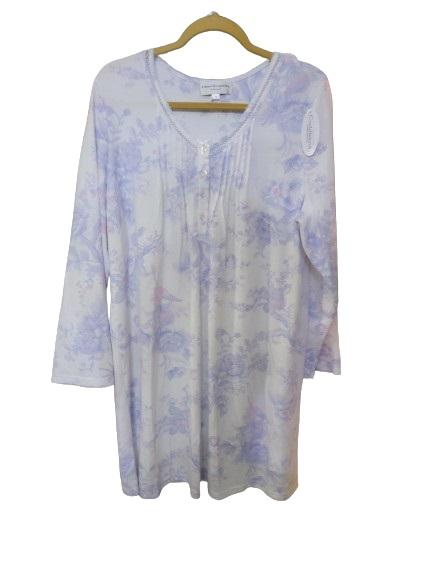 New Miss Elaine 3X Brushed Tulip Printed Honeycomb Knit Short Nightgown 118425