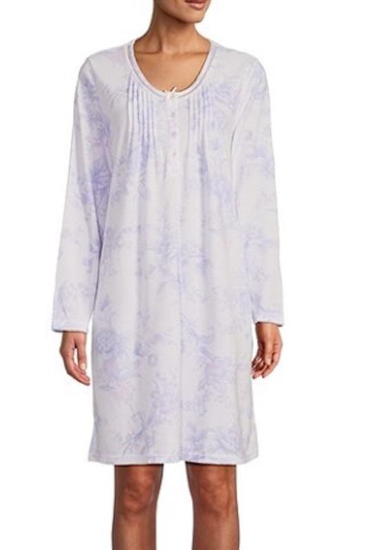 New Miss Elaine 3X Brushed Tulip Printed Honeycomb Knit Short Nightgown 118425