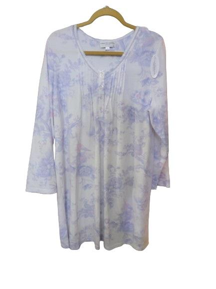 New Miss Elaine XL Brushed Tulip Printed Honeycomb Knit Short Nightgown 118426