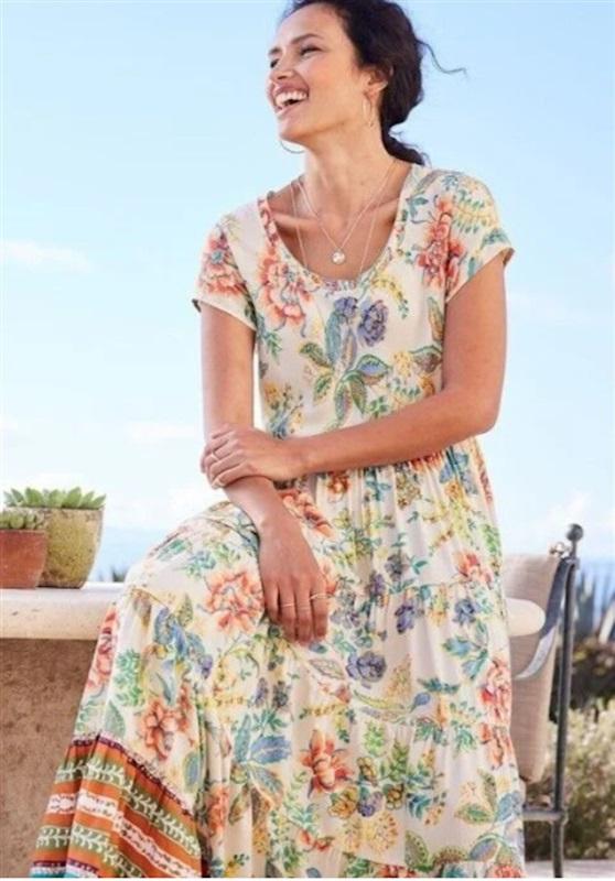 NWOT Soft Surroundings 1X Kara Tiered Maxi Dress Floral 118433