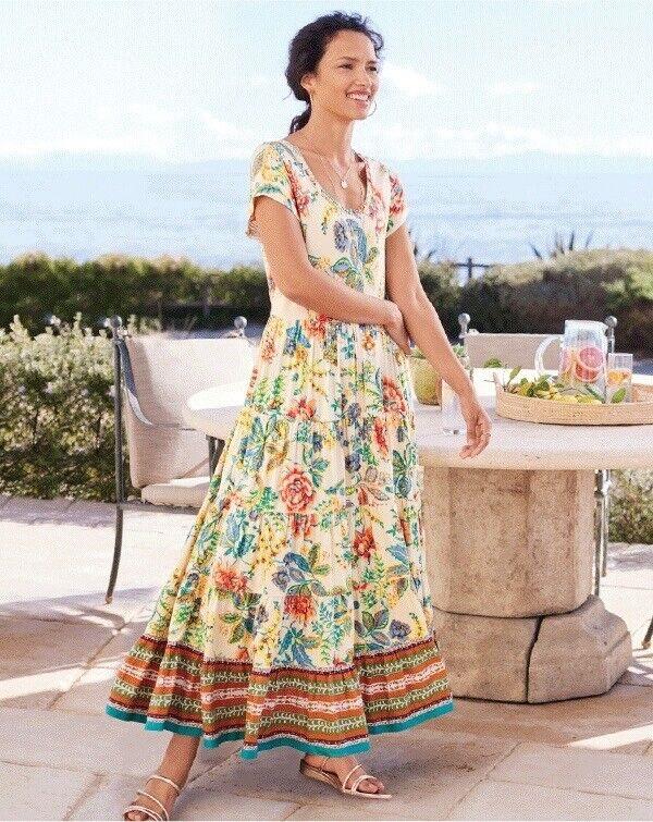 NWOT Soft Surroundings 1X Kara Tiered Maxi Dress Floral 118433